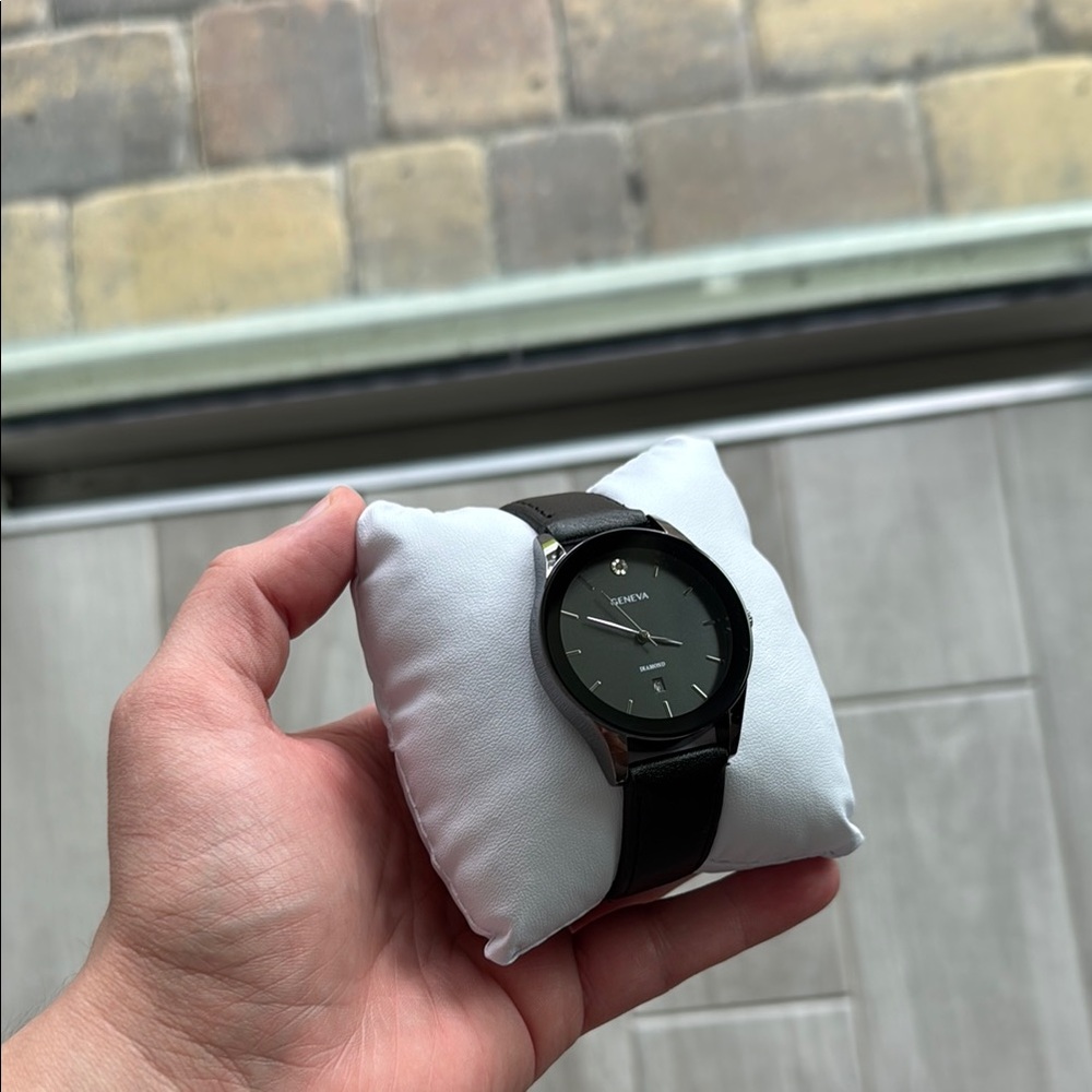 SALE - NWOT Geneva Black Dial Leather Watch, Store Display, never worn